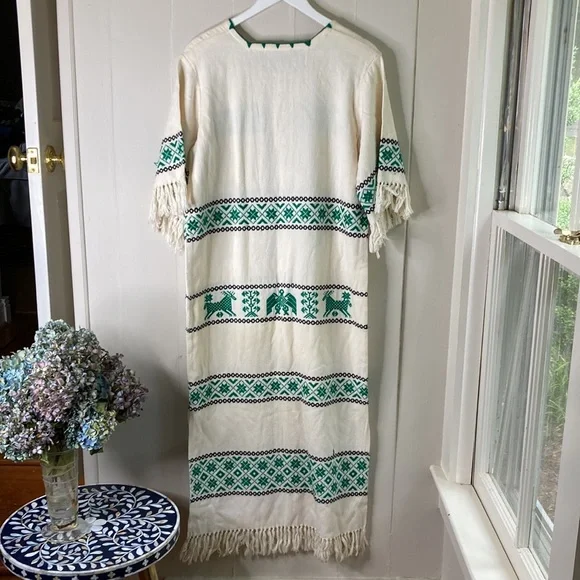 Vintage cream wool blend Mexican dress maxi - Picture 7 of 10